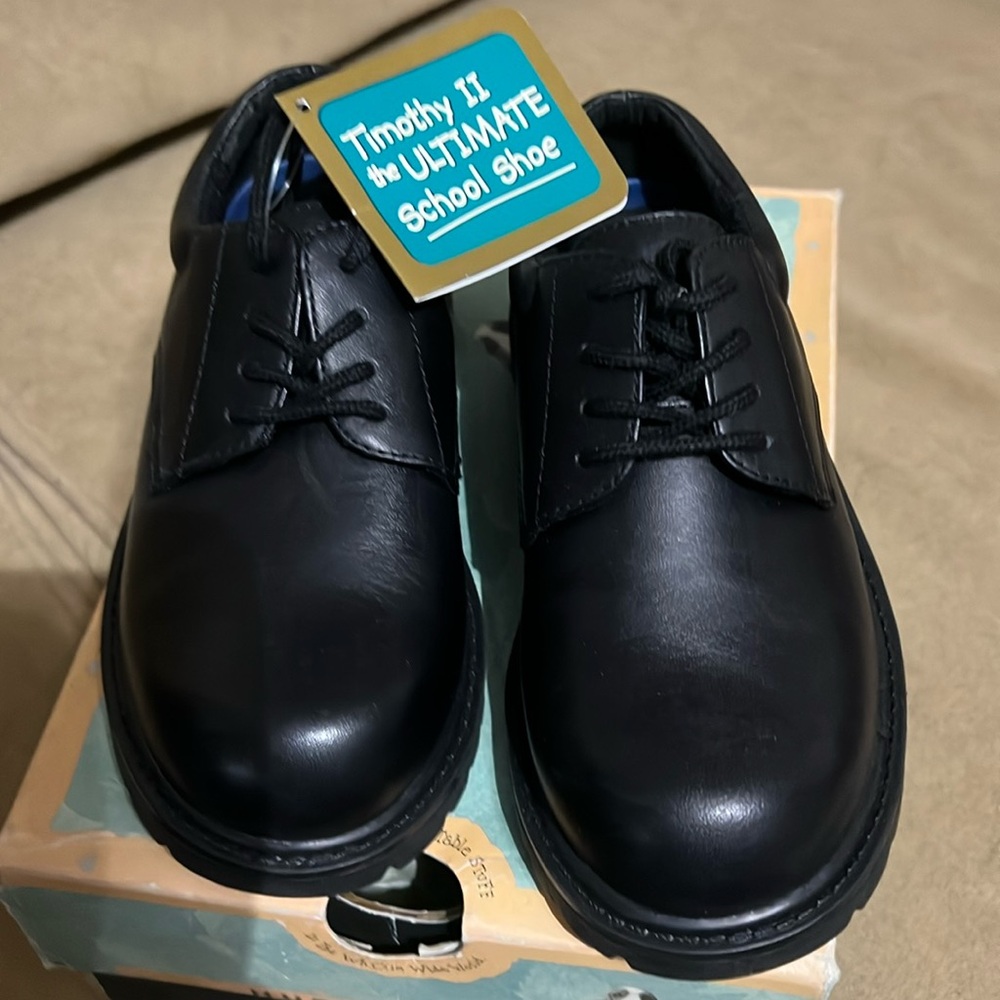 Boys, Black Leather SCHOOL Shoes (12.5)